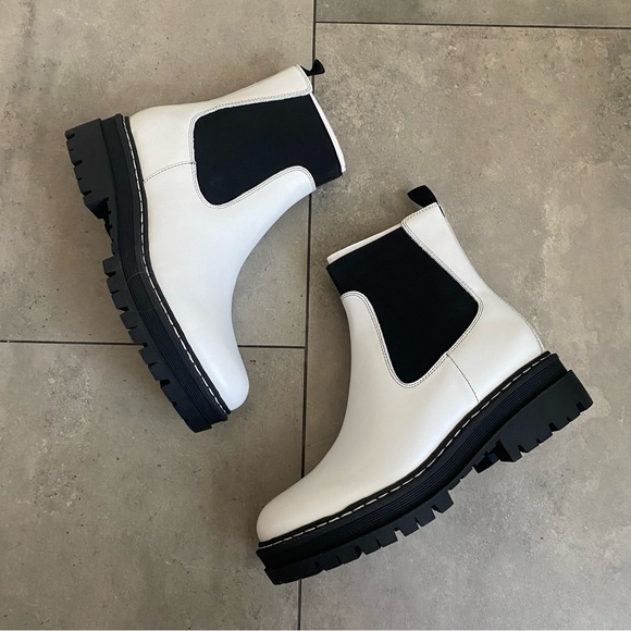 NEW Marc fisher LTD Patrick white Chelsea lug sole pull on bootie 7M - Picture 3 of 8